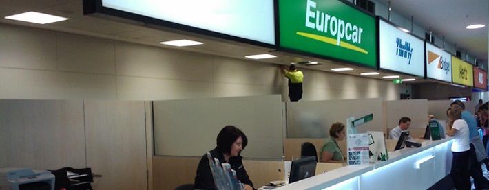 Inside Brisbane Airport car rental kiosks